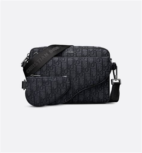 Saddle Triple Pouch Black Dior Oblique Jacquard 